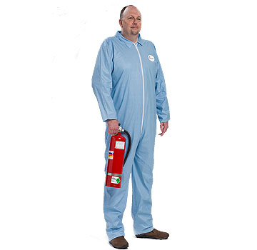 POSIWEAR BLUE FR COVERALL, ZIPPER FRONT AND COLLAR, Blue, One Time Use, 25 per Case. 