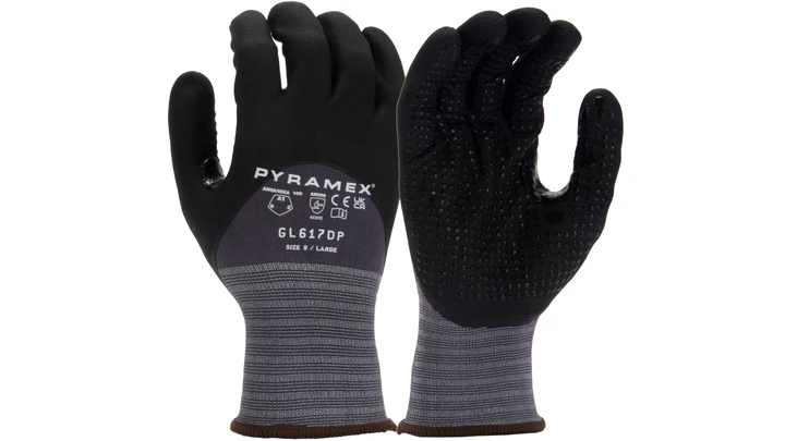 GL617DP-PAIR Gloves, Nitrile 15G Nylon/Spandex 3/4Dip Dots