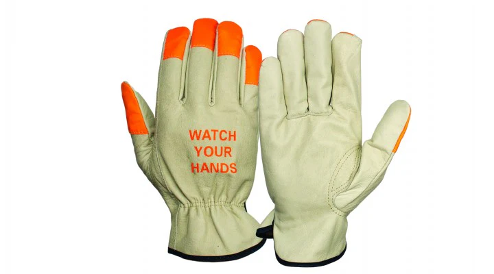 GL2003K-PAIR Gloves, Grain Cowhide Drvr Keystone w/ HiVis