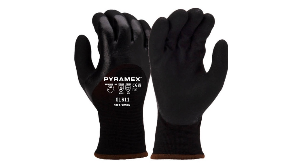 GL611-PAIR Gloves, 3/4Dip Sndy Nitrile 13g w 10g Fleece Lnr