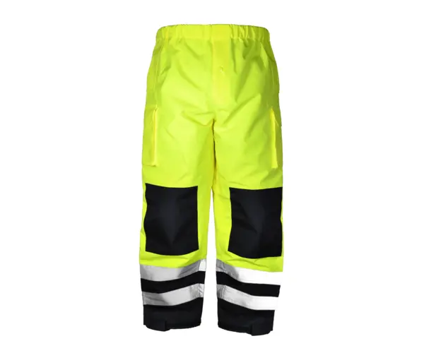 Class 2 Hi vis Waterproof and breathable black bottom Rain Pants.