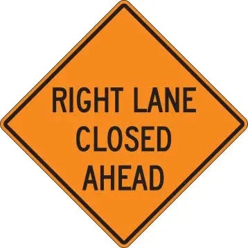 Mesh Roll-Up Sign, Right Lane Closed Ahead, 36"x36"