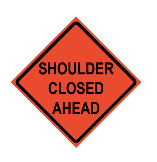 Mesh Roll-Up Sign, Shoulder Closed Ahead, 36"x36"