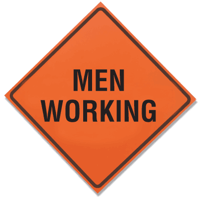Mesh Roll-Up Sign, Men Working, 36"x36"