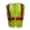 Vest, Self Extinguishing Treated Fabric • Two-Tone Reflective Trim • Zipper Closure • ANSI/ISEA 107 Type R Class 2 Hi-Vis Green 