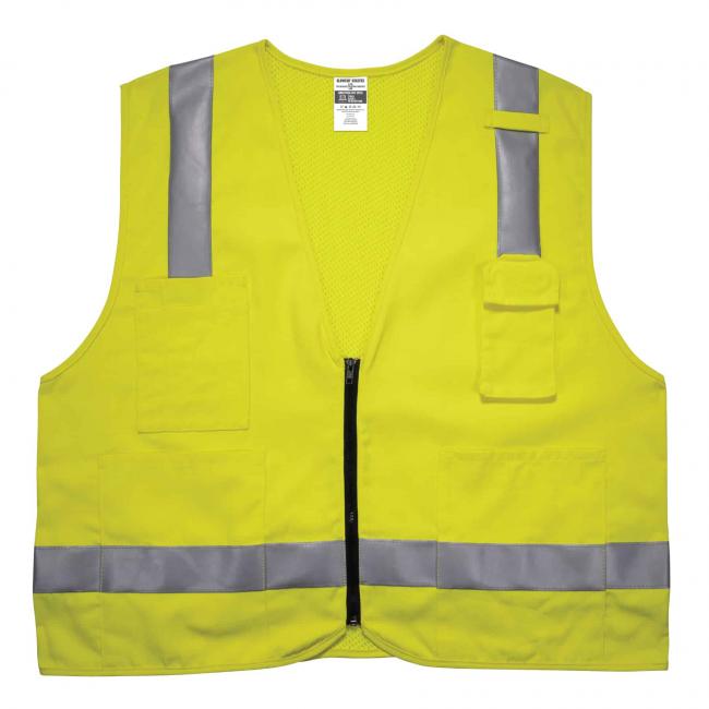 Class 2 FR Surveyor Vest - Zipper - Hi-Vis - Lime