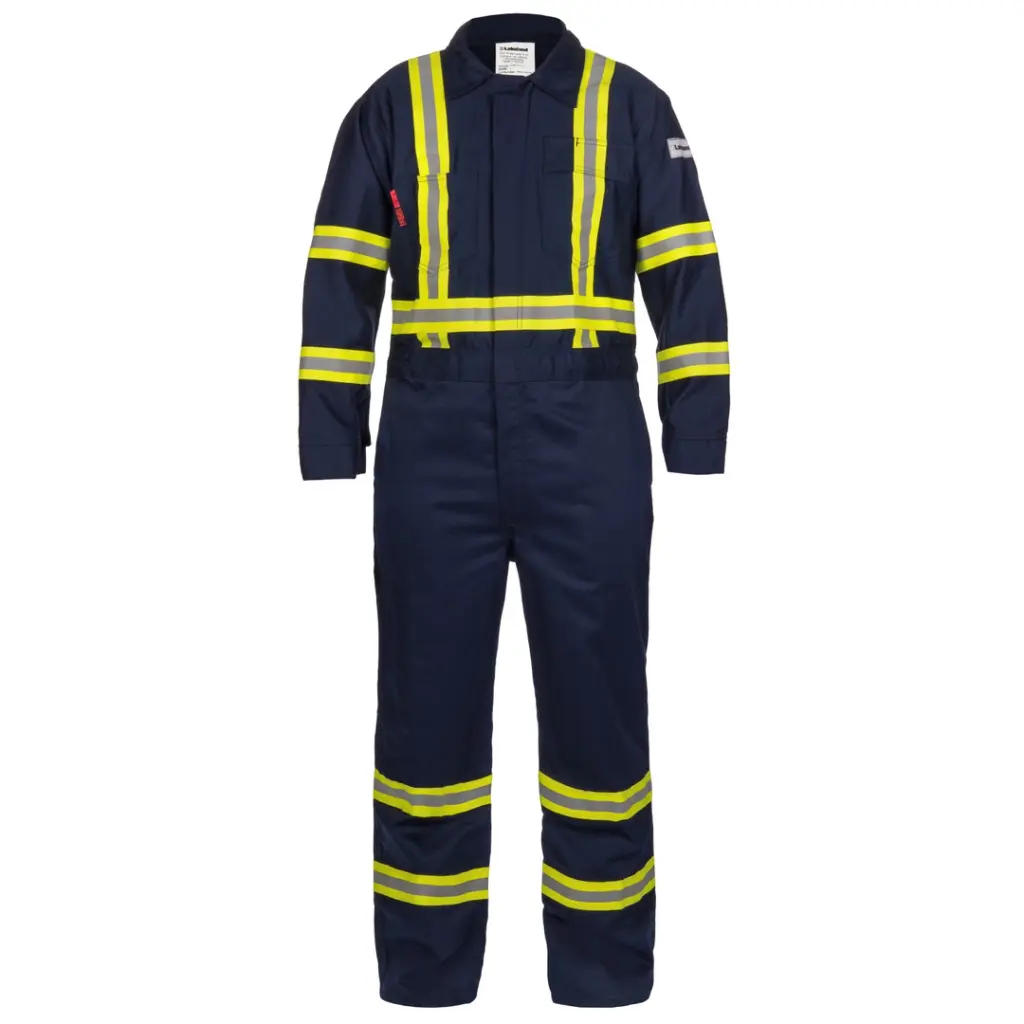 Coverall - For protection against flame - 9oz - 100% FR Cotton Coverall with Reflective Trim - Navy or Tan