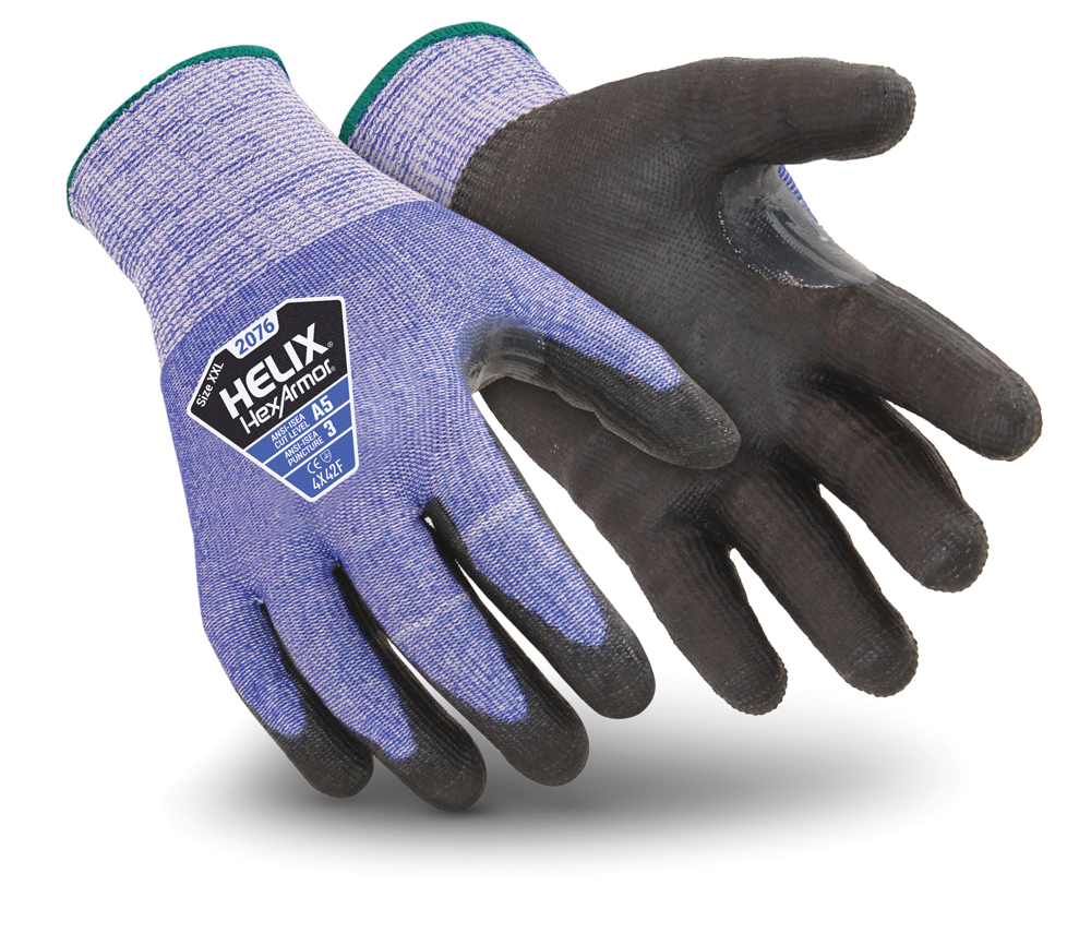 2076-Gloves, HexArmor Helix, ANSI cut 6, poly coating
