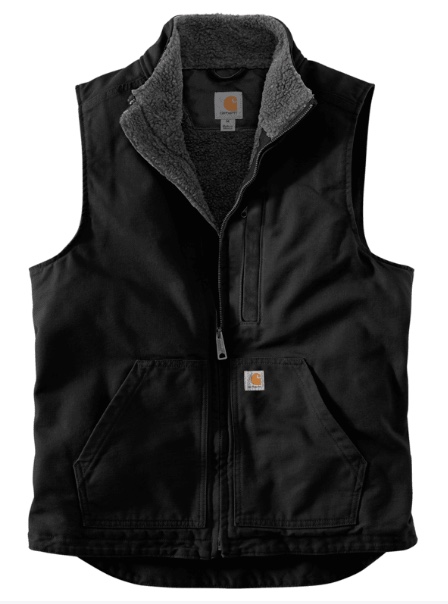 Men's Mock-Neck Sherpa-Lined Vest - Loose Fit - Washed Duck