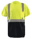SHORT SLEEVE BLACK BOTTOM WICKING BIRDSEYE T-SHIRT w/POCKET