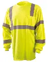 Long Sleeve Wicking Birdseye Shirt w/Pocket - Hi-Vis Yellow or Orange - Tall Sizes: LT-6XT (Yellow only)