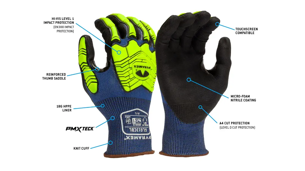 GL613CB Micro-Foam Nitrile Work Gloves - Level 1 Impact Resistant TPR Glove