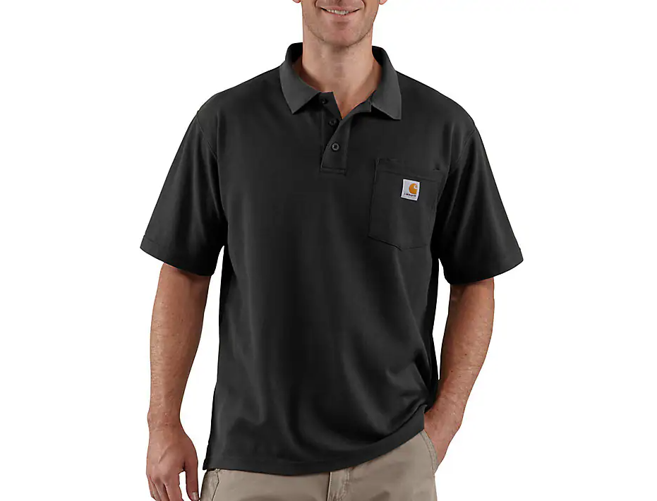 Loose Fit Midweight Short-Sleeve Pocket Polo Black