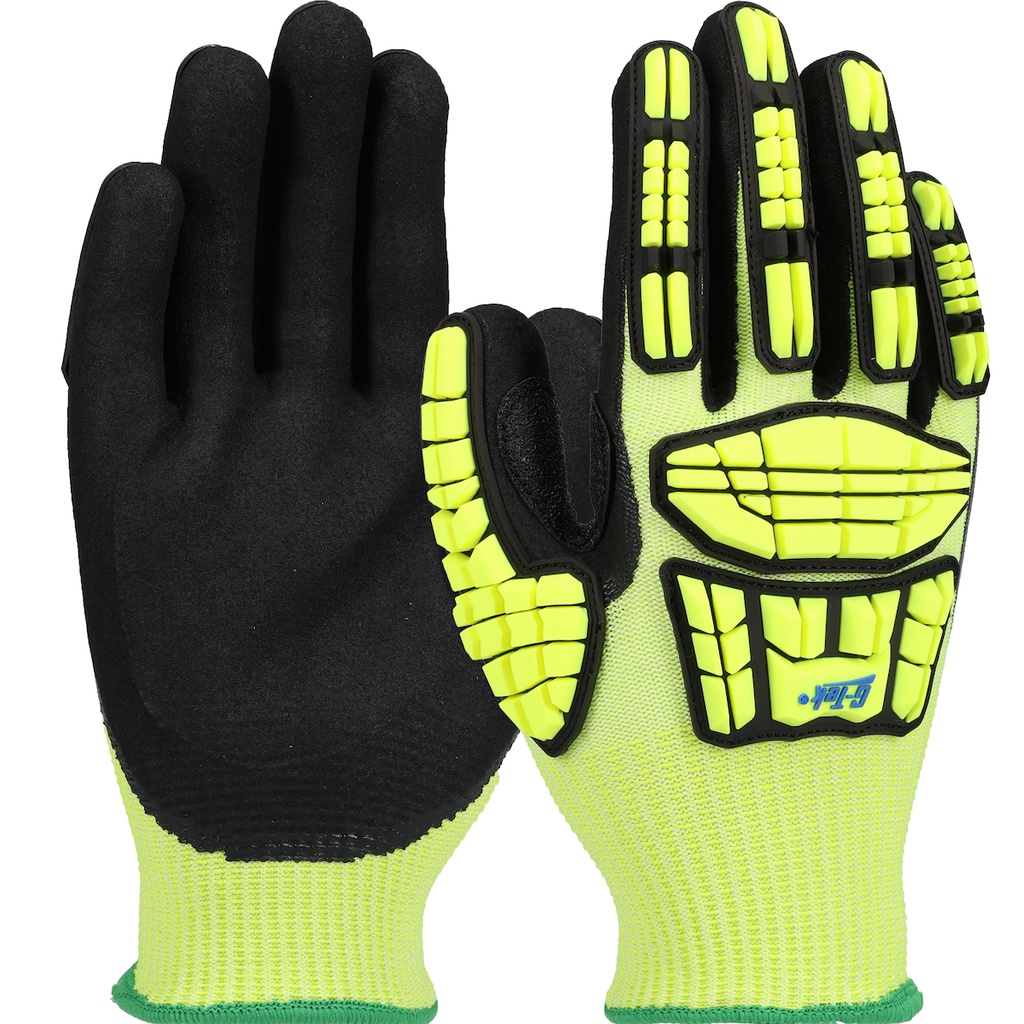 G-TEK IMPACT, 13G HI-VIS YELLOW W/ L2 TPR, BLACK NITRILE COATING, A6 IMPACT PROT - Hi-Vis Yellow - Variants