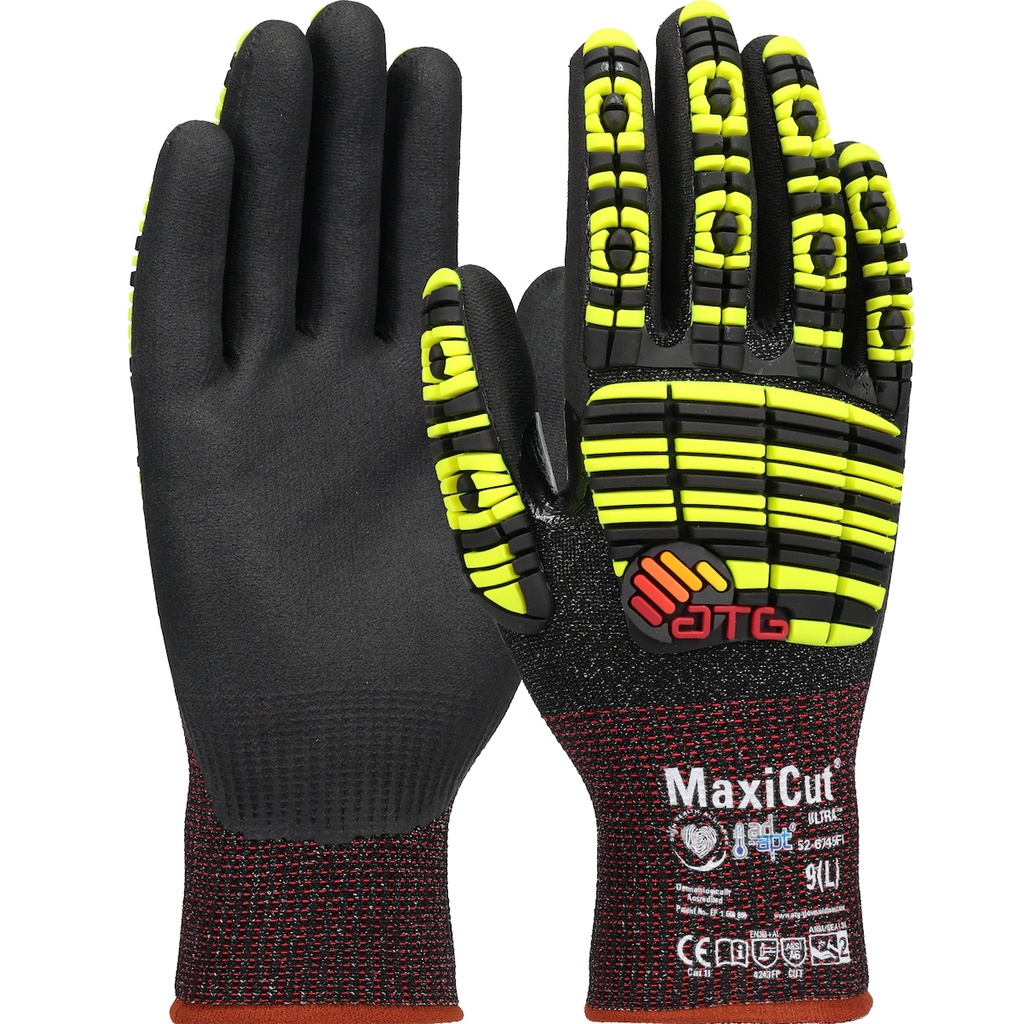 MaxiCut® Ultra™ Seamless Knit Engineered Yarn with Impact Protection and Premium Nitrile Coated MicroFoam Grip plus AD-APT™ Technology - Touchscreen Compatible Glove