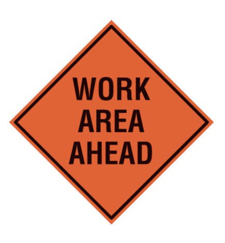 Mesh Roll-Up Sign, Work Area Ahead, 36"x36"