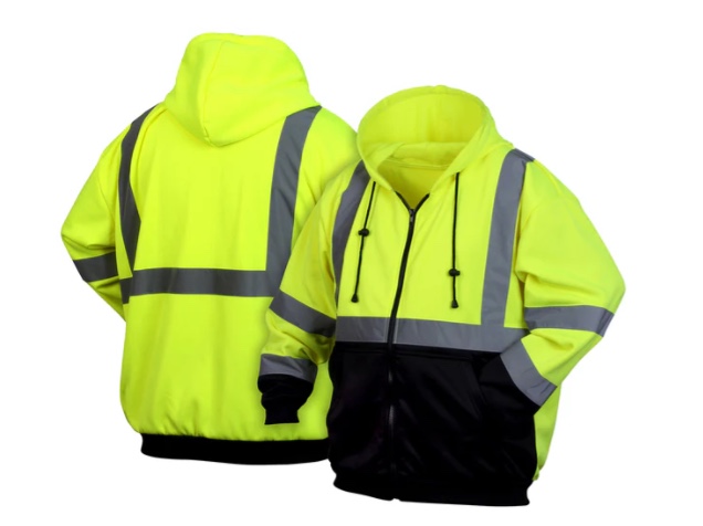 *Jacket, Hi-Vis Lime Zipper Sweatshirt with Black Bottom - Variants
