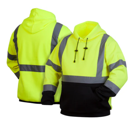 Hi-Vis Lime Pullover Sweatshirt with Black Bottom 