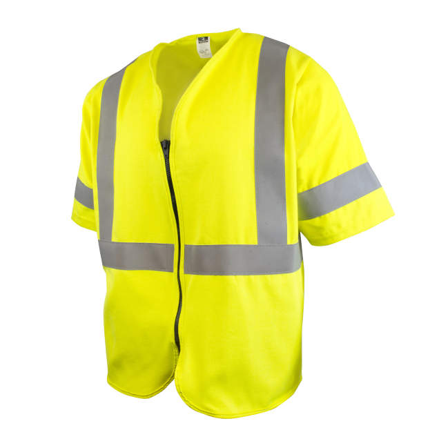 *Vest Category 1 FR • ANSI/ISEA 107 Class 3 • NFPA 2112 / UL Dual Certified FR • Zip Front • FR Reflective Tape • Solid DH Fabric Green Solid Class 3 FR Vest - Variant