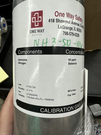 [CG-NH3-50-116L] Cal. Gas NH3 50ppm  116L