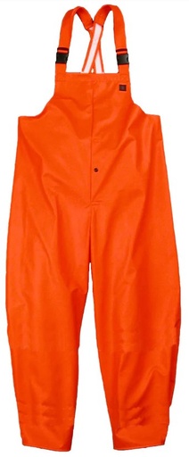 [4001TFO-2XL] Fluorescent orange bib style trouser with snap fly front,  self material suspenders with quick release buckles. 2XL