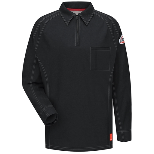 [QT11BK-L] Shirt, IQ Black Long Sleeve Polo