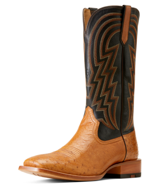 [10046954] MNS HAYWIRE ANTIQUE TAN SMOOTH QUILL OSTRICH/MIDNIGHT BLACK