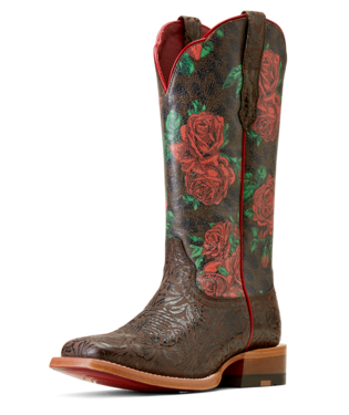 [10046892] BOOTS, WMS FRONTIER FARRAH CHOCOLATE FLORAL/WILD ROSE PRINT