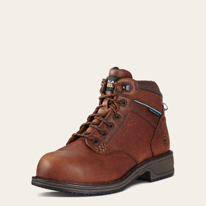 [10020097] WMS CASUAL WRK MID LACE SD CT NUTY BRN