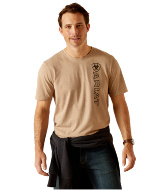 [10048797] MNS VERTICAL LOGO SHORT SLEEVE T SHIRT OATMEAL