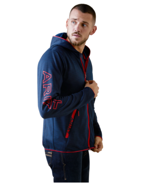 [10043441] SWEATSHIRT, MNS BYRON FULL ZIP HOODIE NAVY/RED