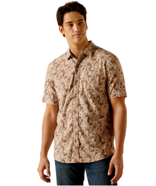 [10048490] MNS RETRO BUTTON DOWN SHORT SLEEVE SHIRT DESSERT MOCHA