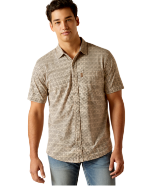 [10051367] MNS RETRO BUTTON DOWN SHORT SLEEVE SHIRT GOAT SUEDE