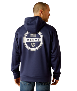 [10052518] SWEATSHIRT, MNS TEK FLEECE 2.0 AMER CIRCLE HOODIE NAVY HEATHER