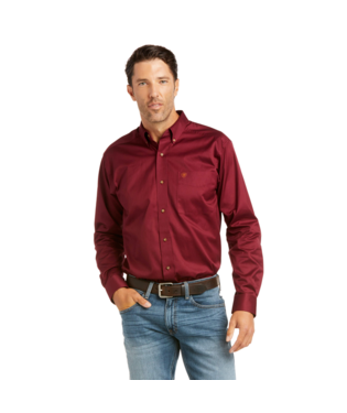 [10034226] MNS SOLID TWILL FTD LONG SLEEVE SHIRT BURGUNDY