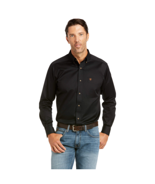 [10034229] MNS SOLID TWILL FTD LONG SLEEVE SHIRT BLACK