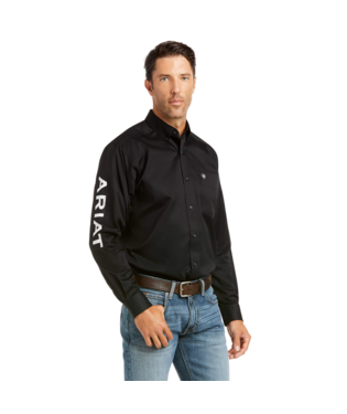 [10034231] MNS TEAM LOGO TWILL FTD LONG SLEEVE SHIRT BLACK/WHITE