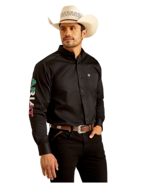 [10038914] MNS TEAM LOGO TWILL FTD LONG SLEEVE BLACK/MEXICO