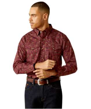 [10052618] MNS SAMSON SNP LONG SLEEVE SHIRT DARK RED