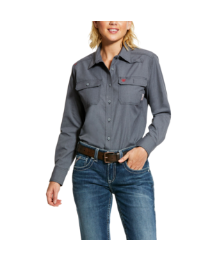 Ariat Women's FR Long Sleeve Featherlight Work Shirt- Gun Metal
