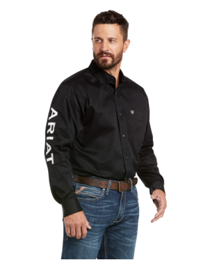 [10017497] MNS TM LOGO TWILL CLSC LONG SLEEVE SHIRT BLACK/WHITE