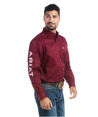 [10027995] MNS TEAM LOGO TWILL LONG SLEEVE SHIRT BURGUNDY