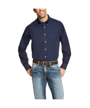 [10020330] MNS WF SOLID LONG SLEEVE SHIRT NAVY BLUE