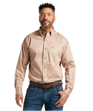 [10000505] MNS SOLID TWILL CLSSC LONG SLEEVE SHIRT KHAKI