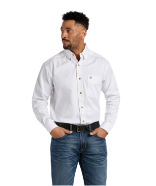 [10000503] MNS SOLID TWILL CLSSC LONG SLEEVE SHIRT WHITE