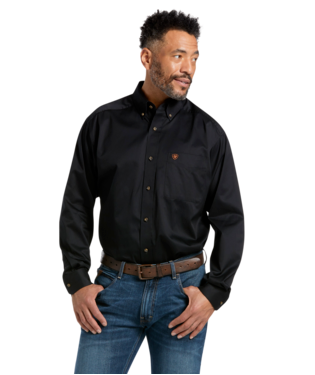 [10000502] MNS SOLID TWILL CLSSC LONG SLEEVE SHIRT BLACK