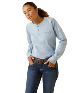 [10046570] WMS FR AIR HENLEY LONG SLEEVE TOP BLUE SPACE DYE HEATHER