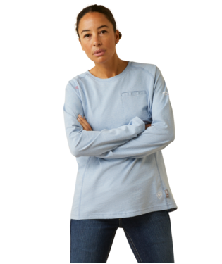 [10046611] WMS FR AIR CREW LONG SLEEVE T SHIRT COLONY BLUE SPACE DYE