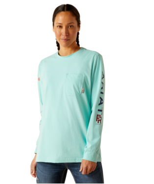 [10048773] WMS FR STRETCH LOGO LONG SLEEVE T SHIRT POOL BLUE