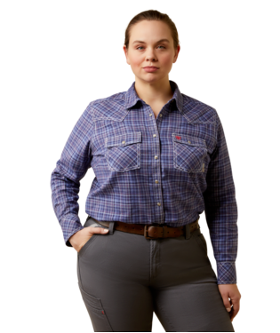 [10046551] WMS FR TILLIE LONG SLEEVE WORK SHIRT COLONY BLUE PLAID